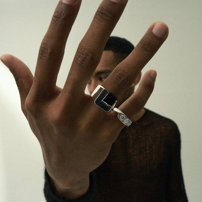 drought square black onyx ring.