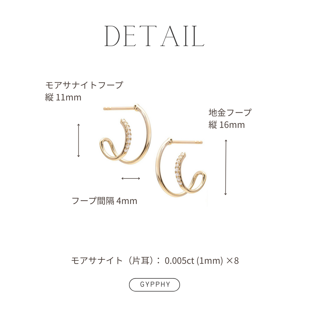 ダブルフープモアサナイトピアス.