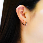 Three-Dimensional Enamel Hoop Earrings.