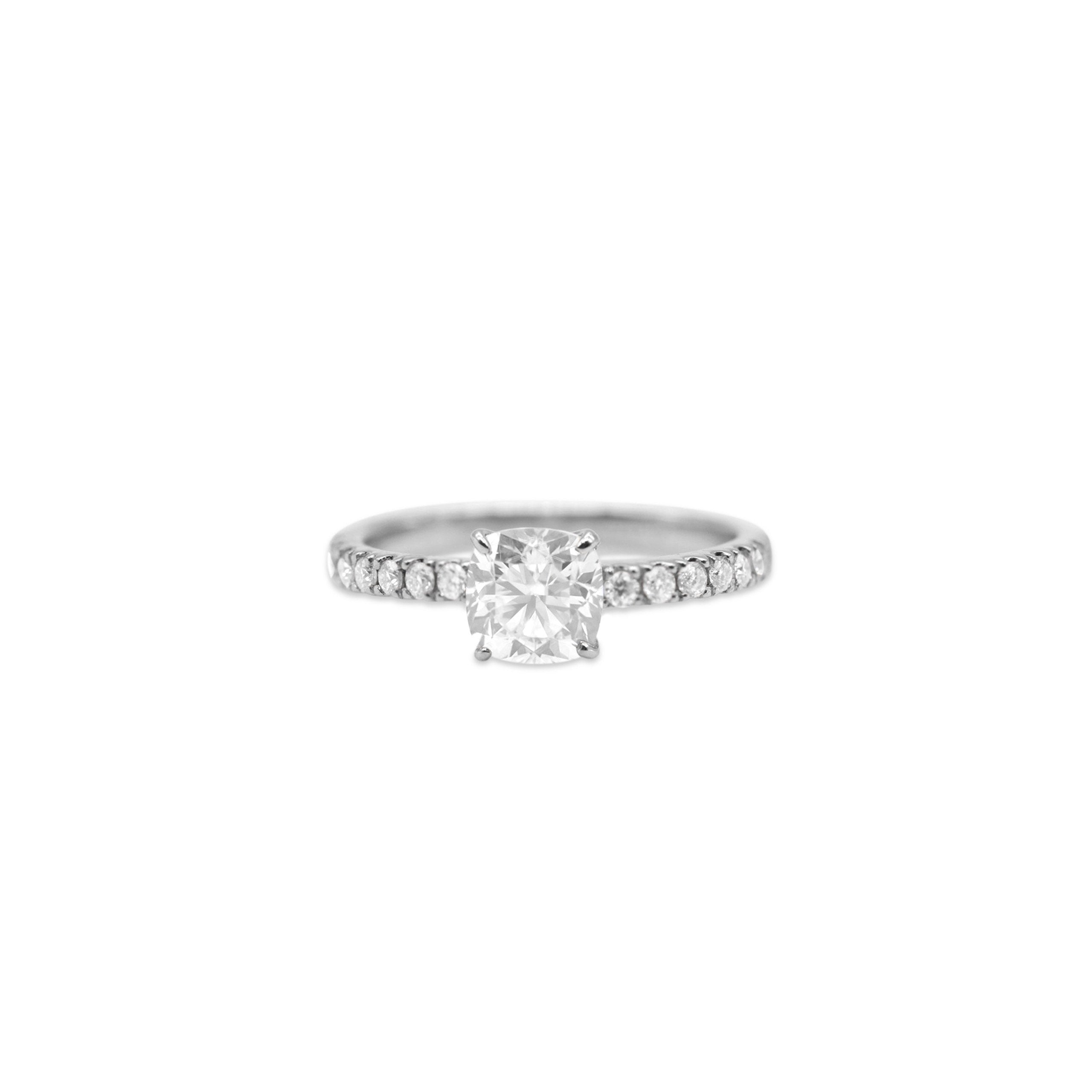 Cushion cut half eternity ring 0.6ct pt950