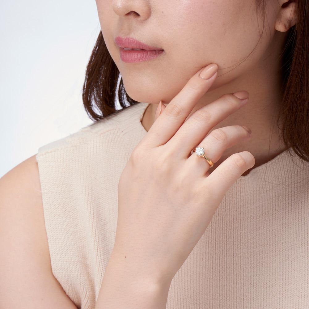 ソリテアラウンドシェイプマウントサイドリング【18Kイエローゴールド】.