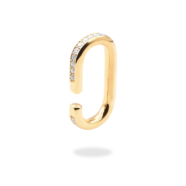 Rounded rectangle Moissanite ear-cuff.