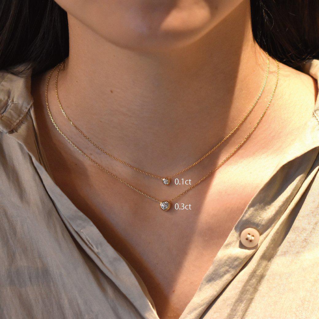 ベゼルモアサナイトネックレス 0.1ct/0.3ct.