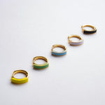 Three-Dimensional Enamel Hoop Earrings.