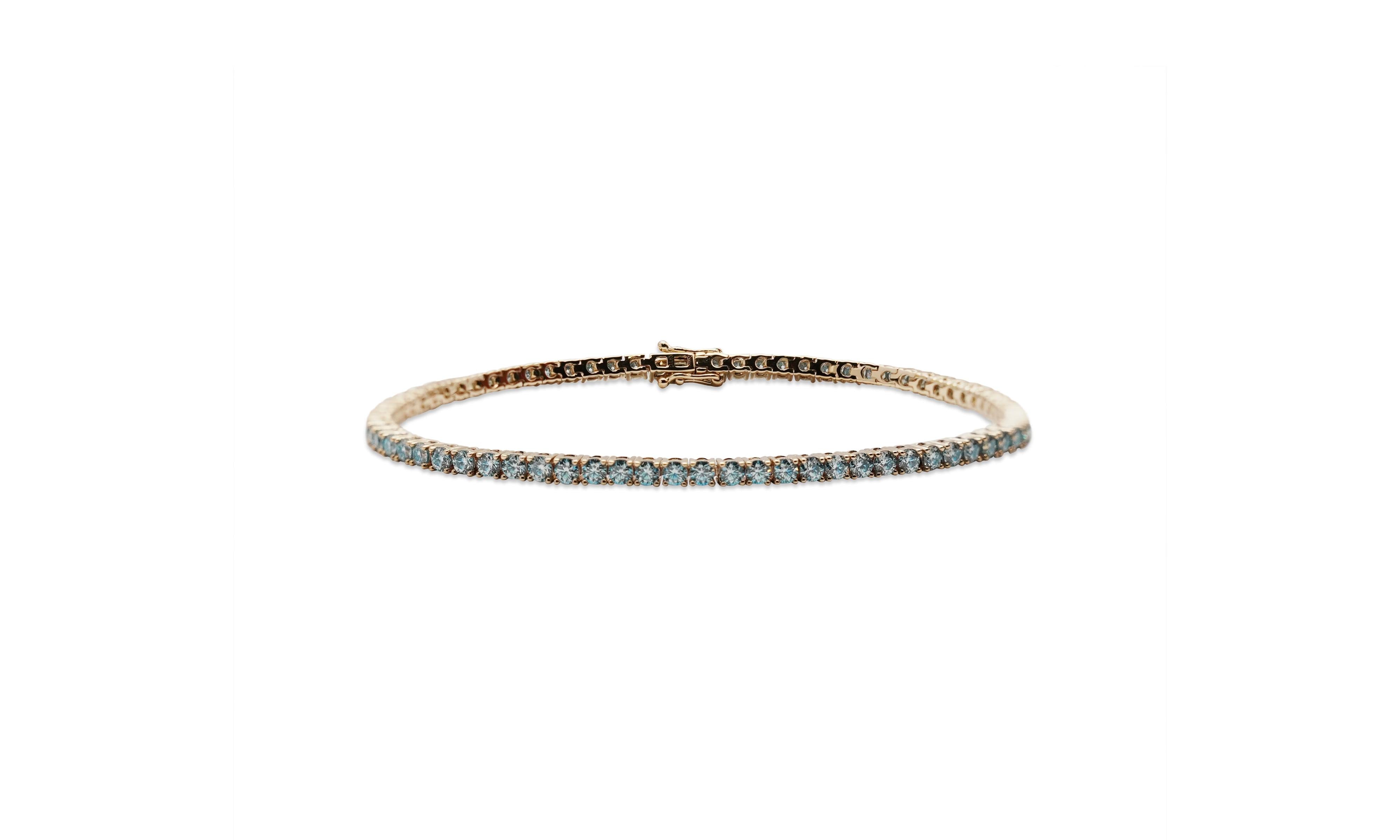 Tennis Bracelet 2.0 with teal blue Moissanite