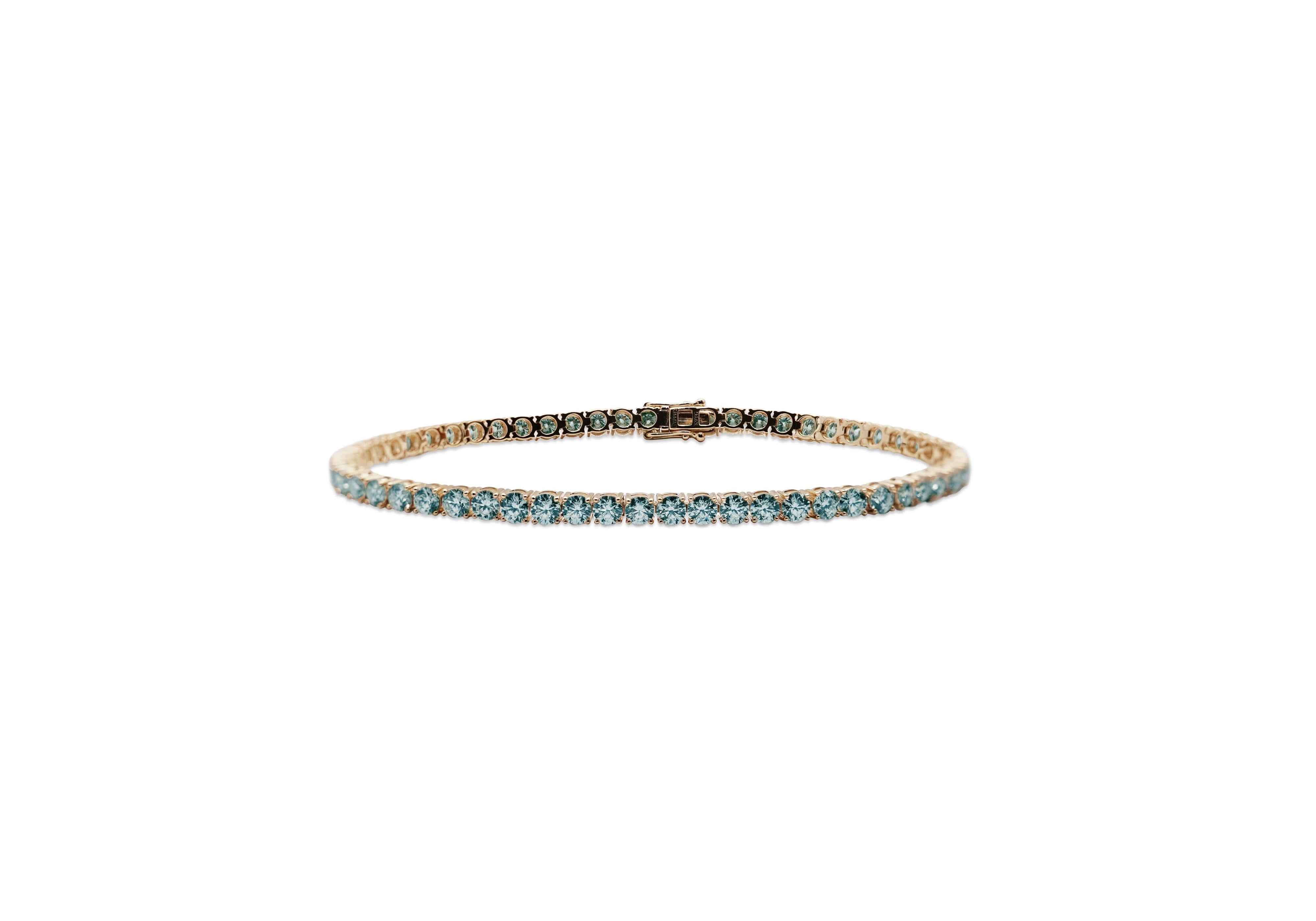 Tennis Bracelet 3.0 with teal blue color Moissanite
