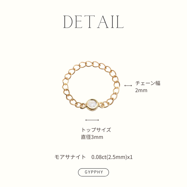 シングルモアサナイトチェーンリング