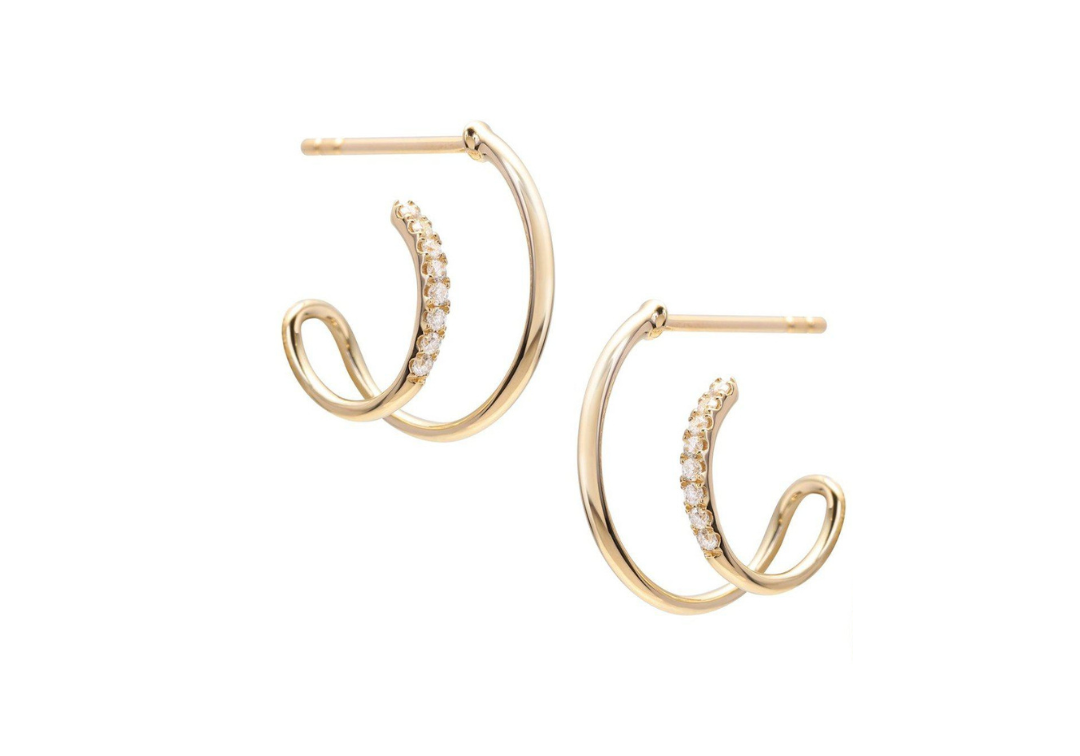 ダブルフープモアサナイトピアス.