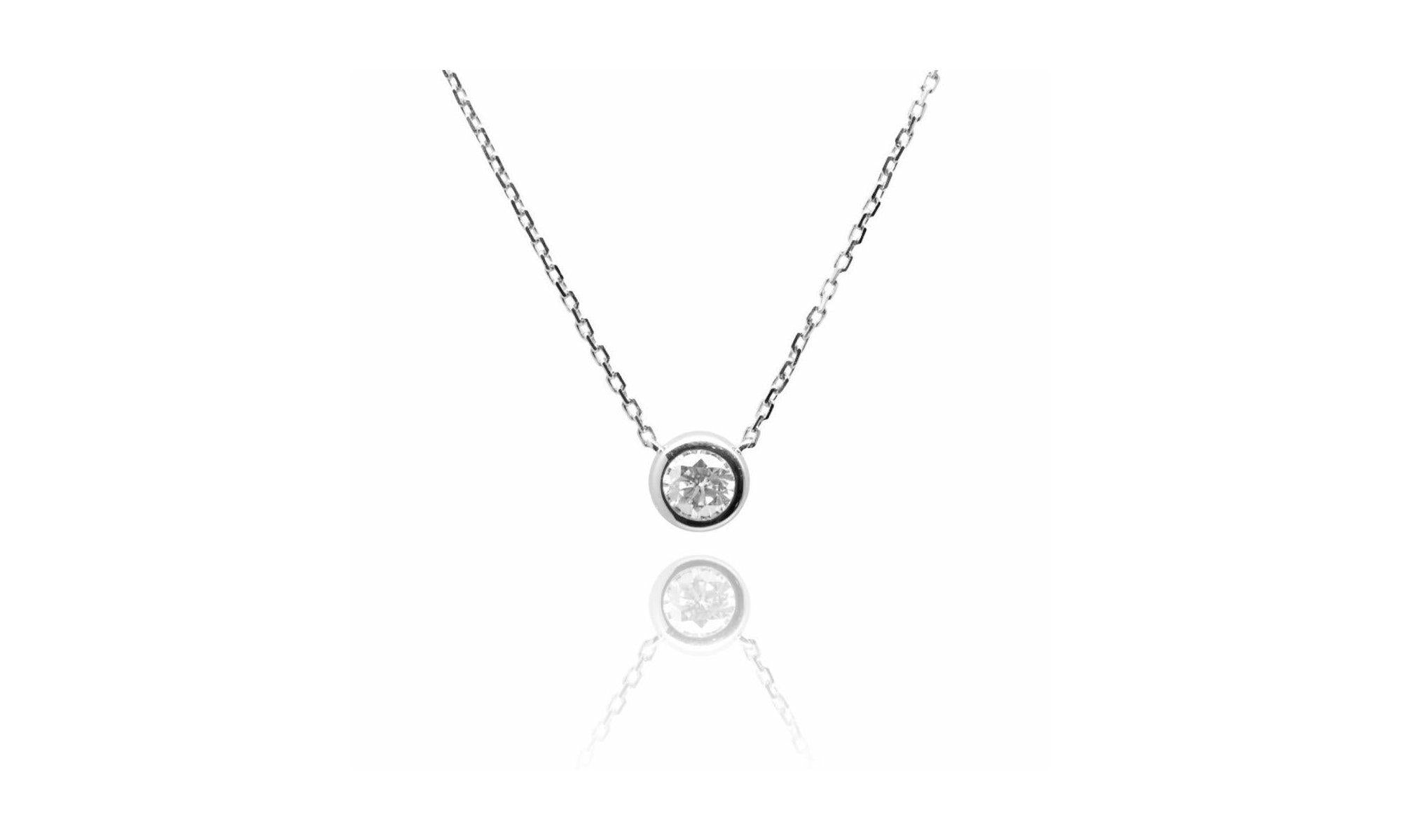 ベゼルモアサナイトネックレス 0.1ct/0.3ct.
