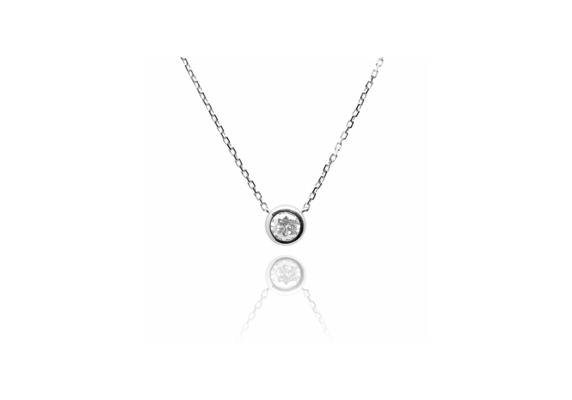 ベゼルモアサナイトネックレス 0.1ct/0.3ct.