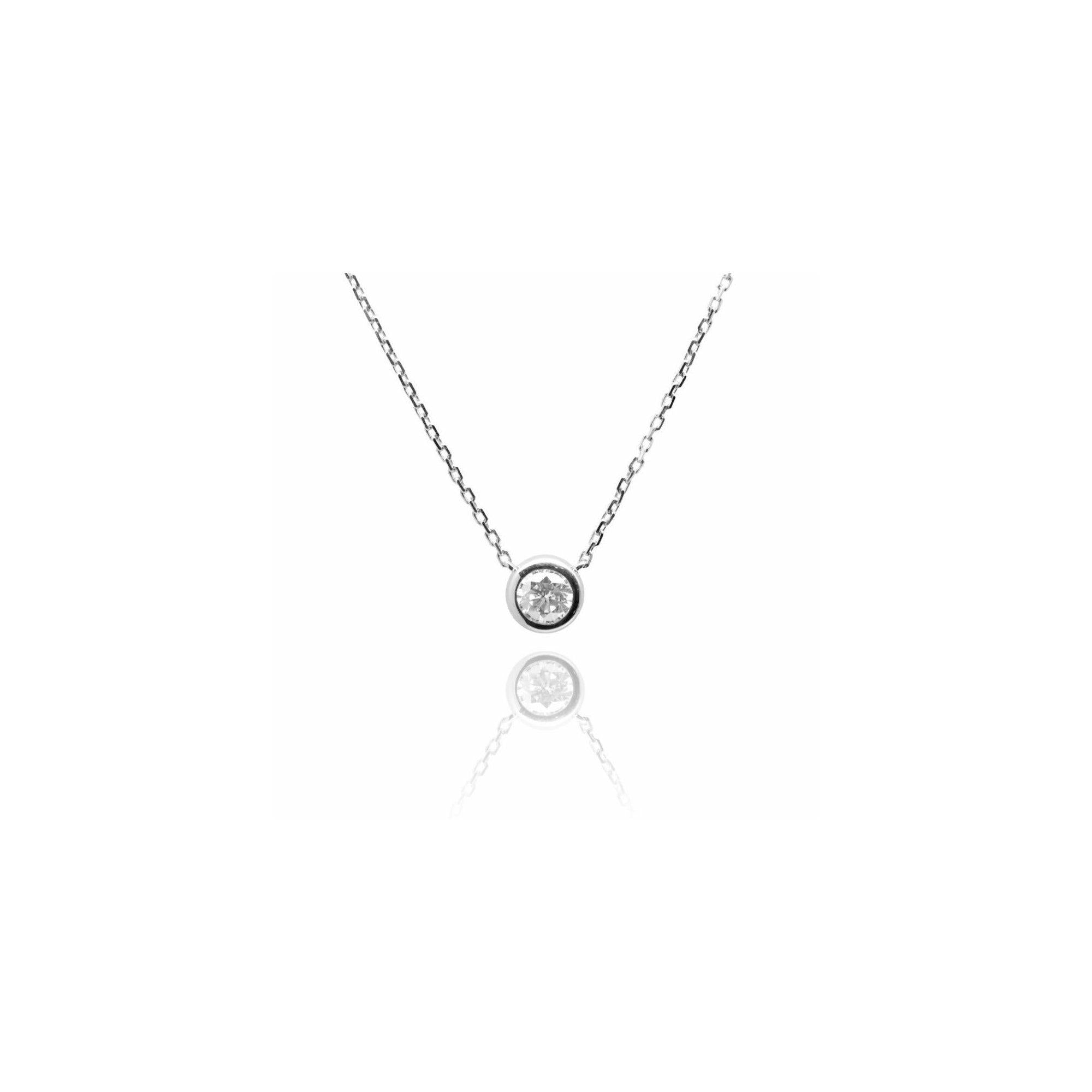 ベゼルモアサナイトネックレス 0.1ct/0.3ct.