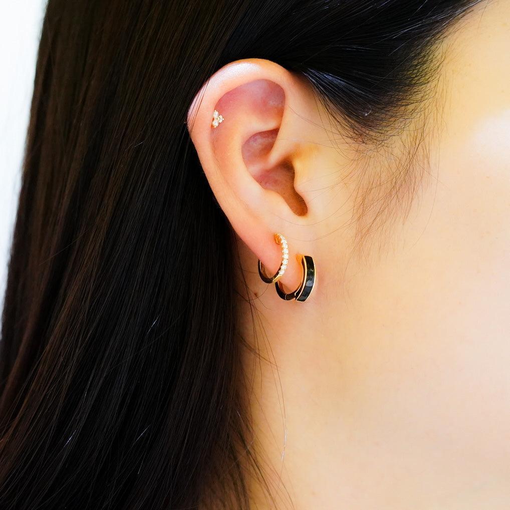 Three-Dimensional Enamel Hoop Earrings.