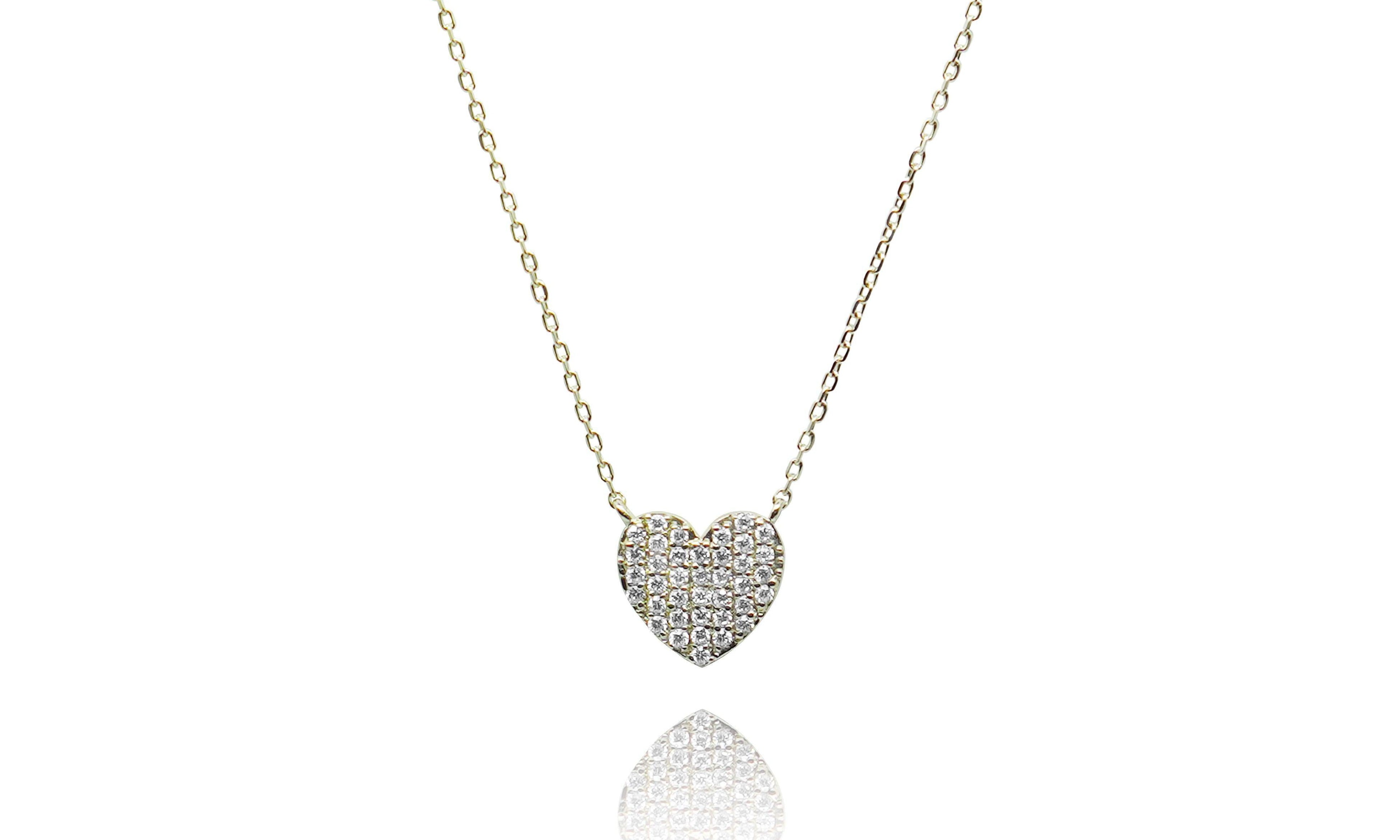 pave heart necklace.