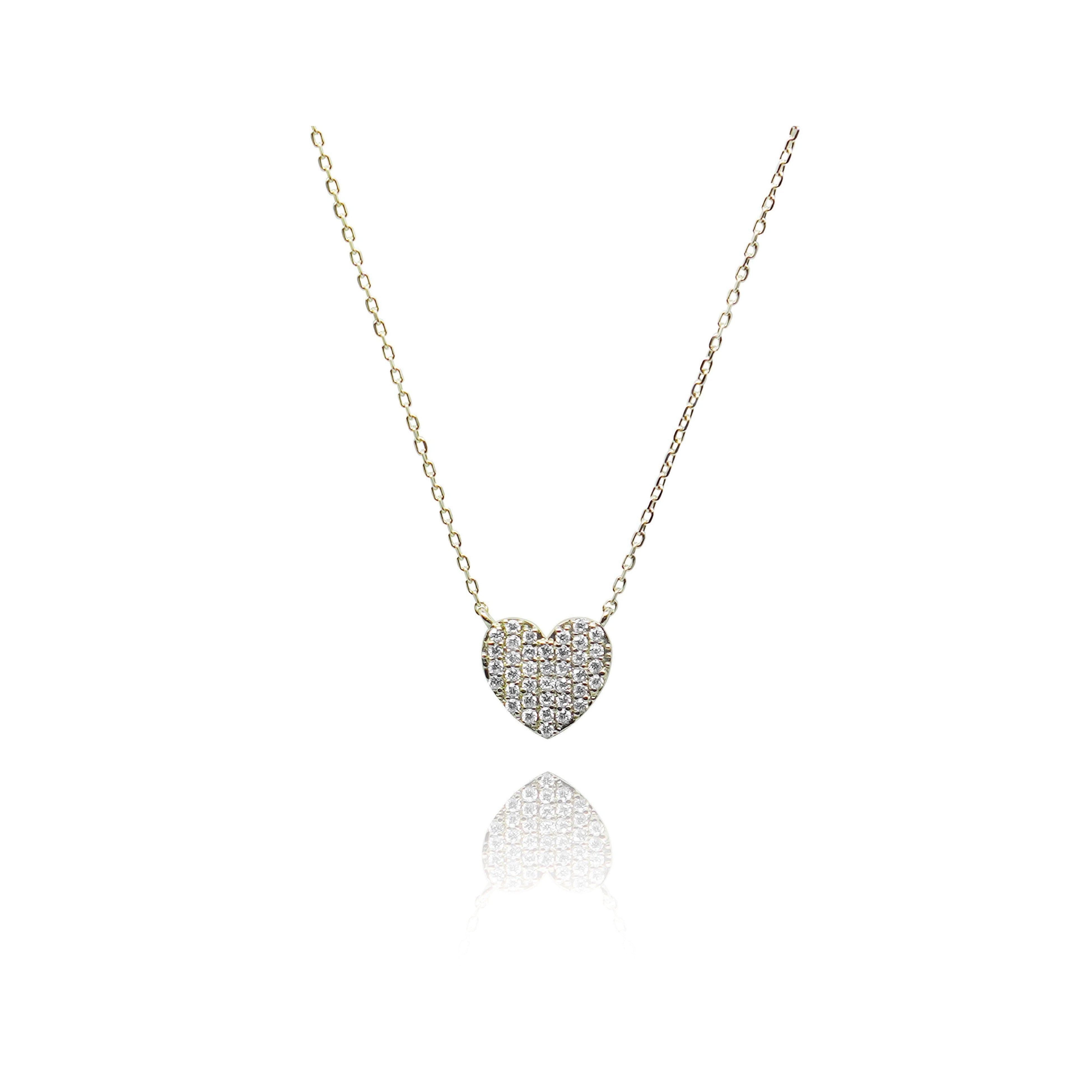 pave heart necklace.