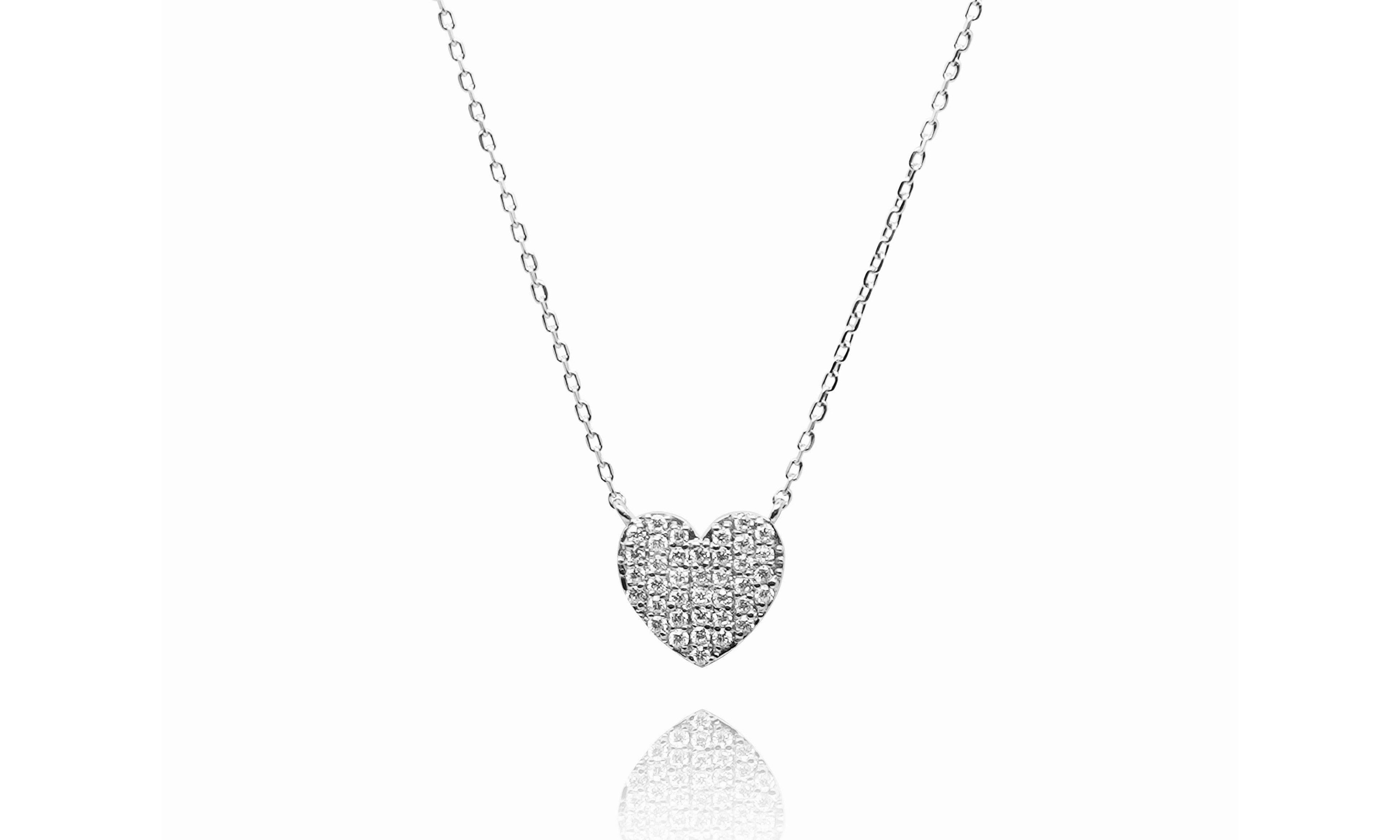 pave heart necklace.