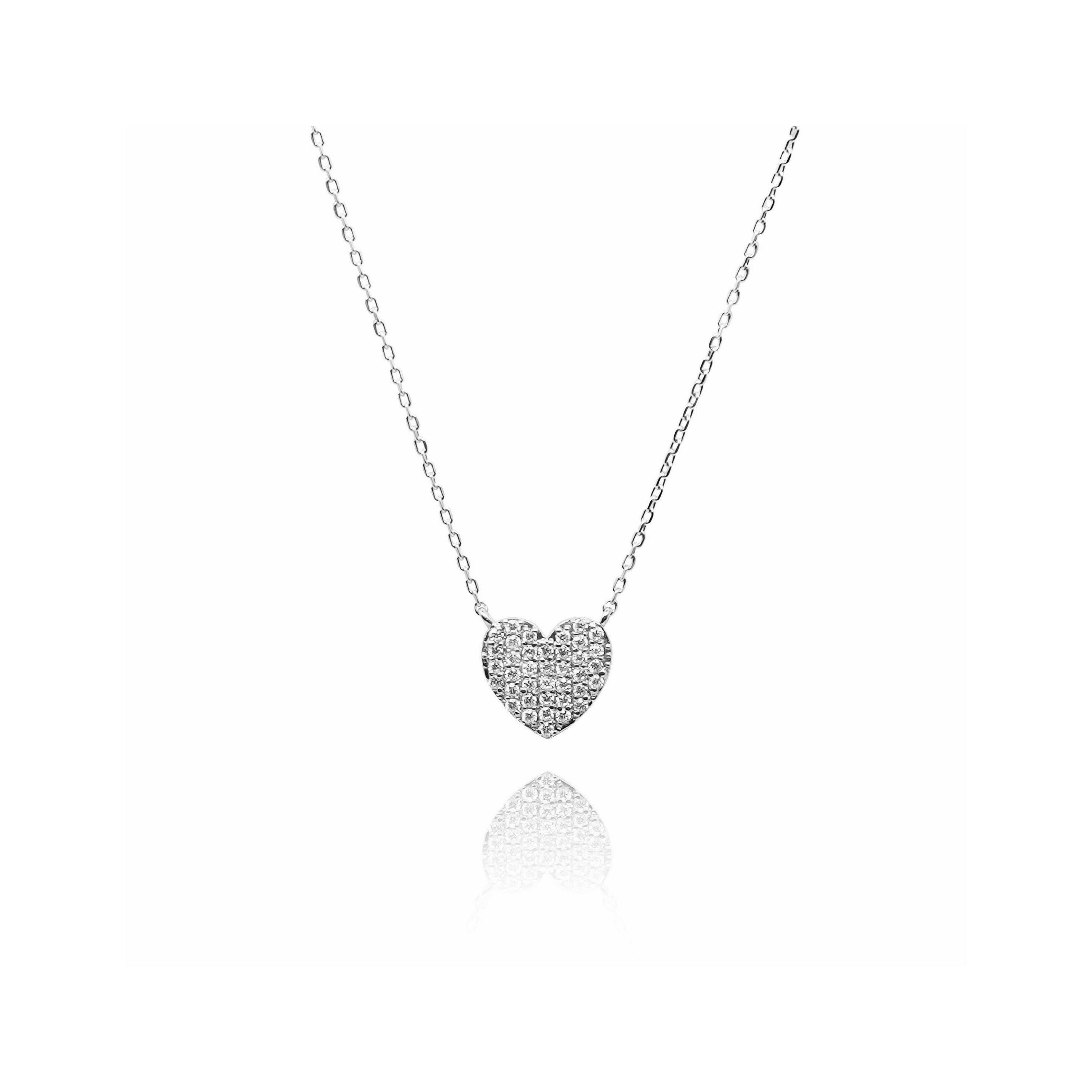pave heart necklace.
