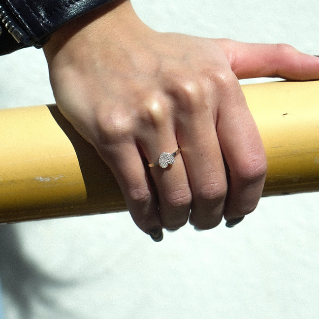 pave heart ring