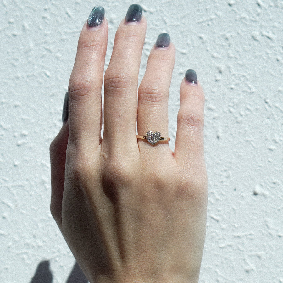 pave heart ring