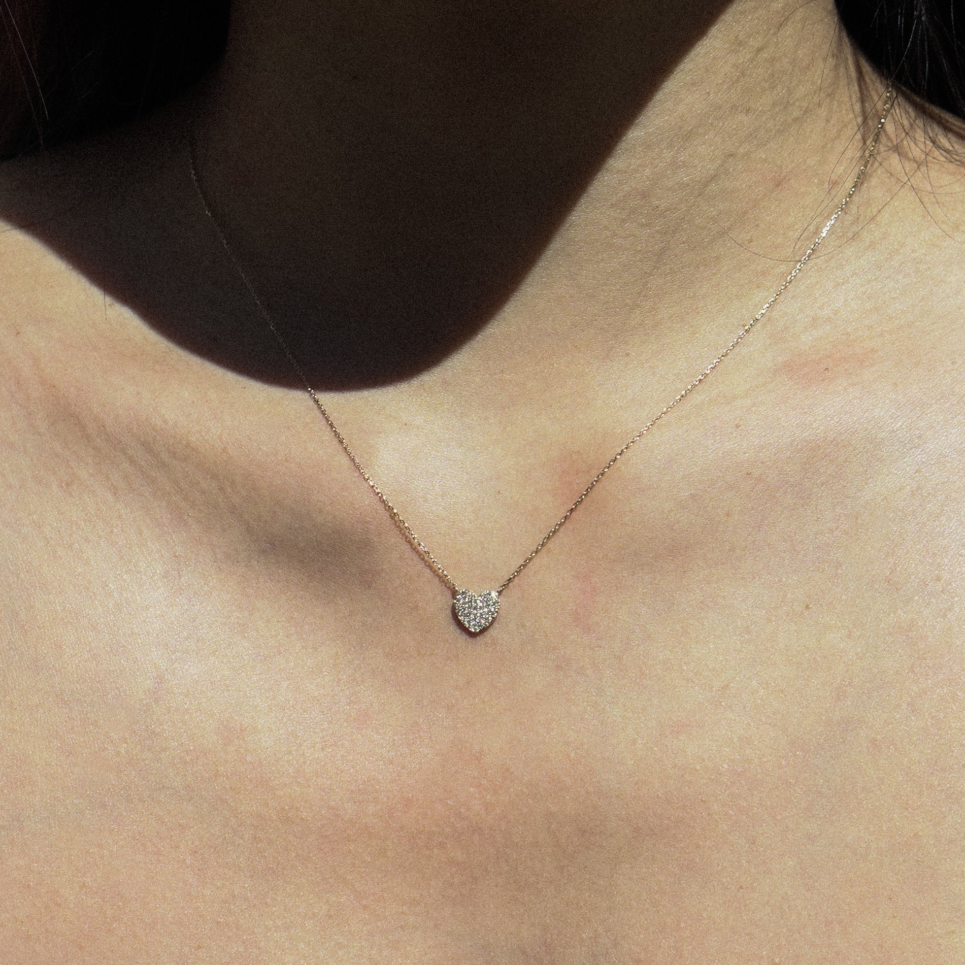pave heart necklace.