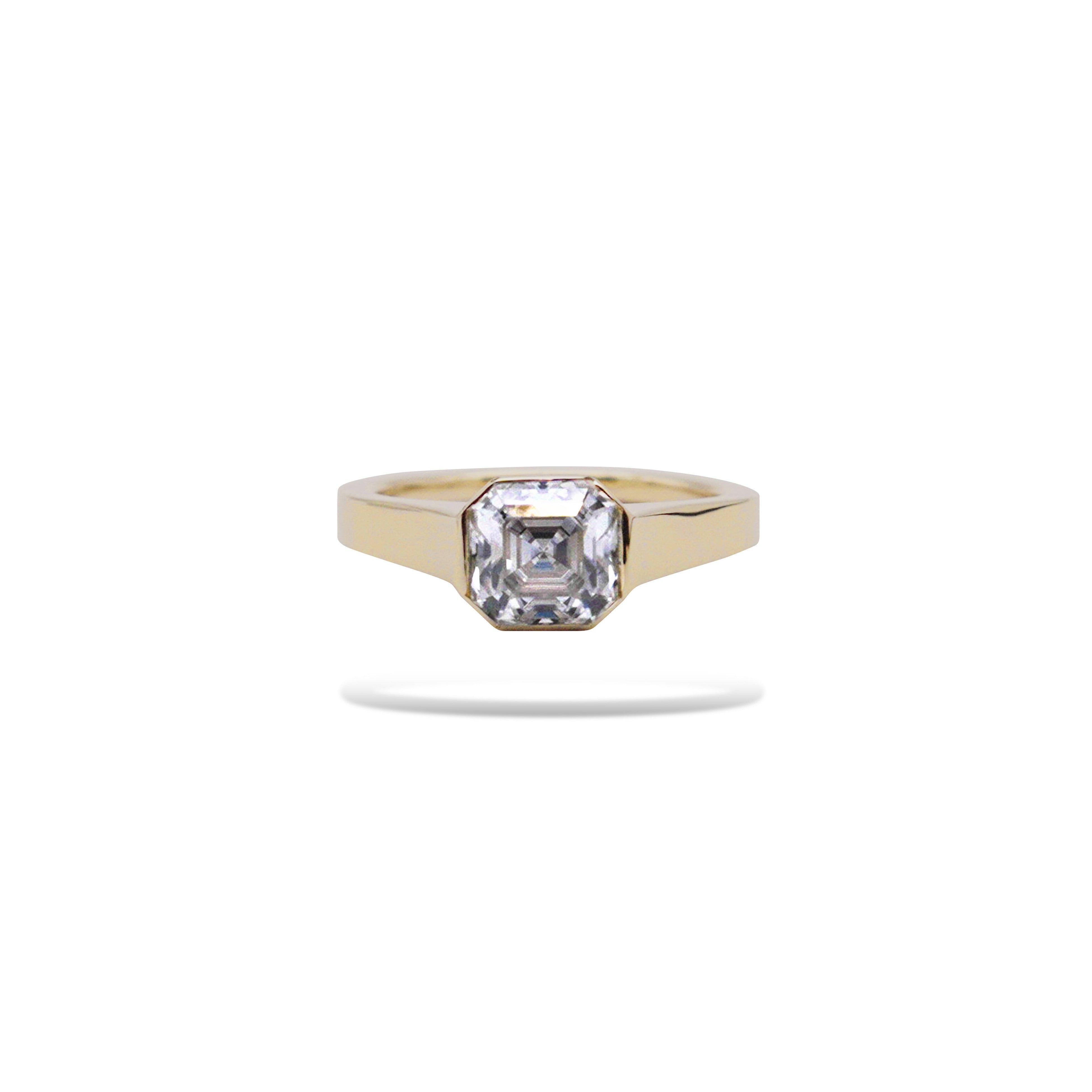 7×7 Asscher Moissanite Bezel Ring.