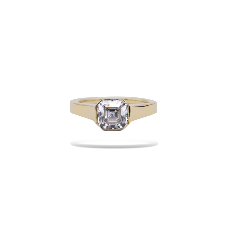 7×7 Asscher Moissanite Bezel Ring