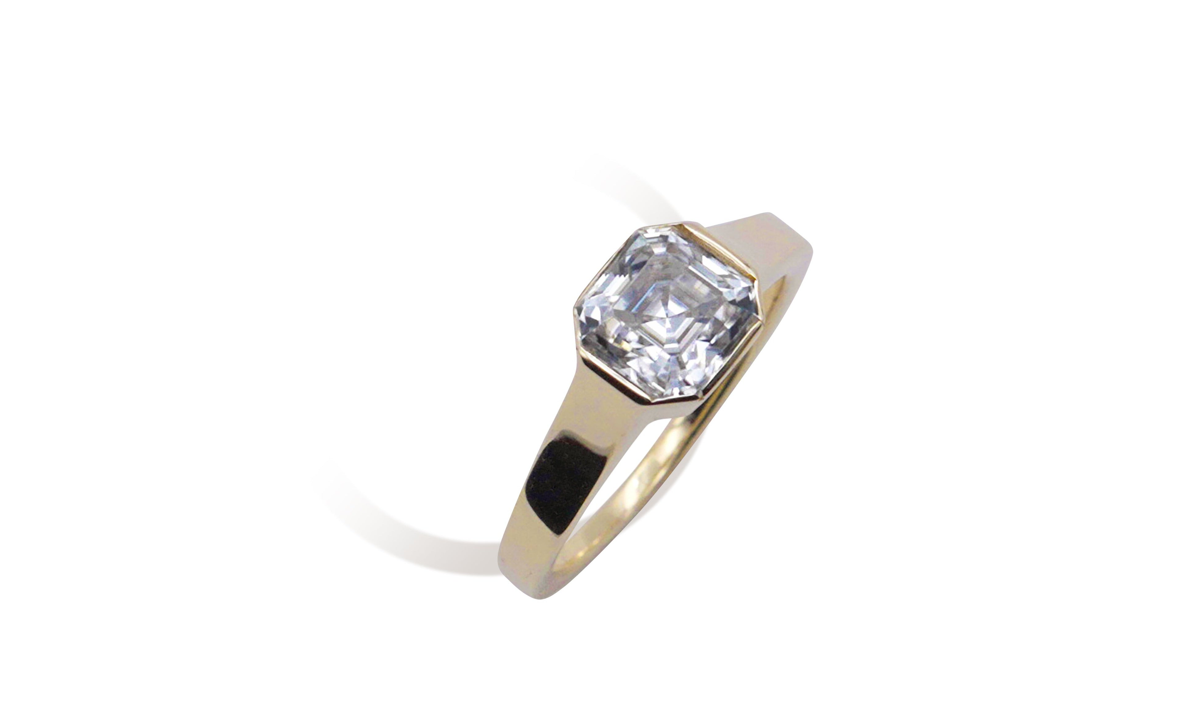 7×7 Asscher Moissanite Bezel Ring.