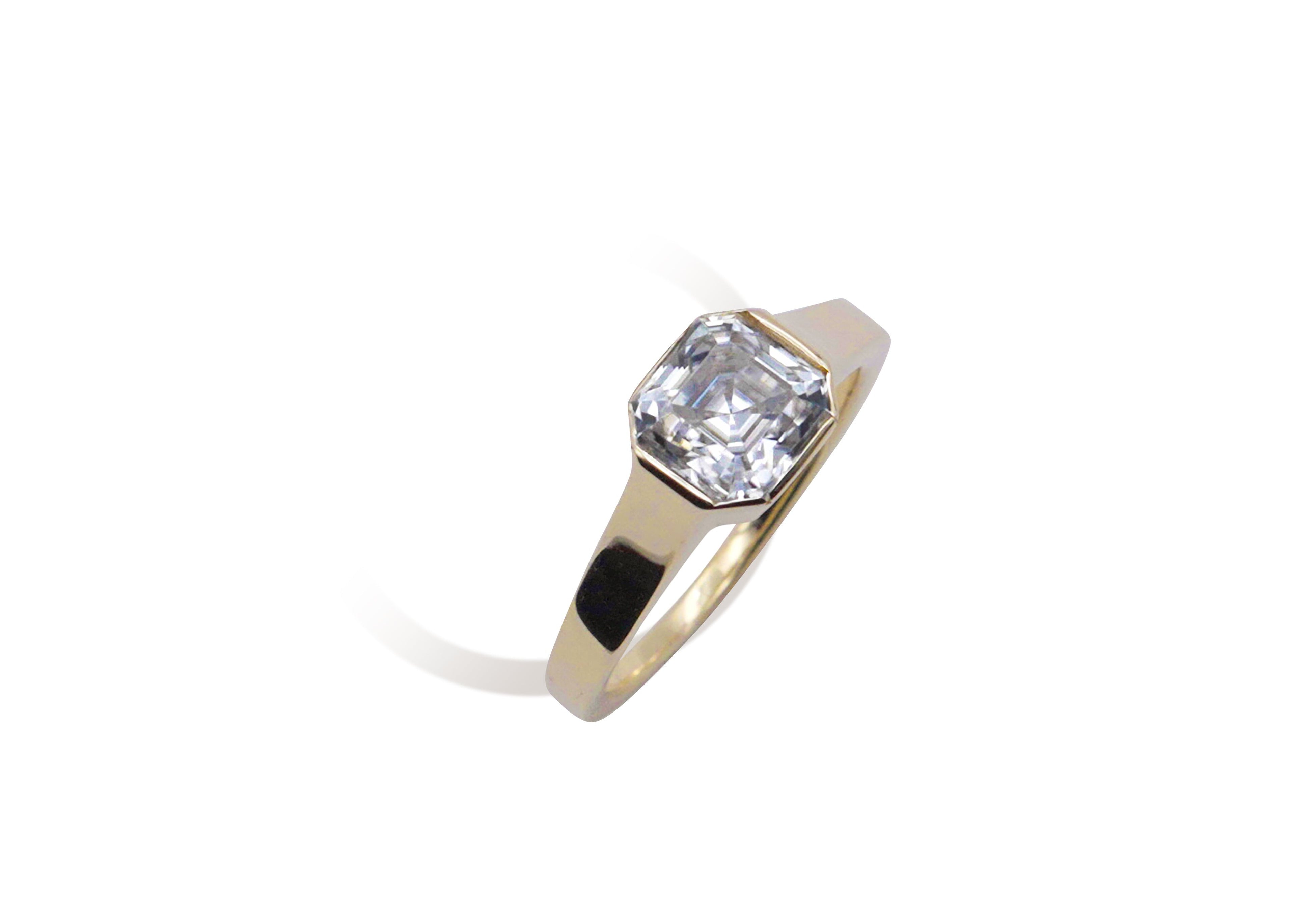 7×7 Asscher Moissanite Bezel Ring.