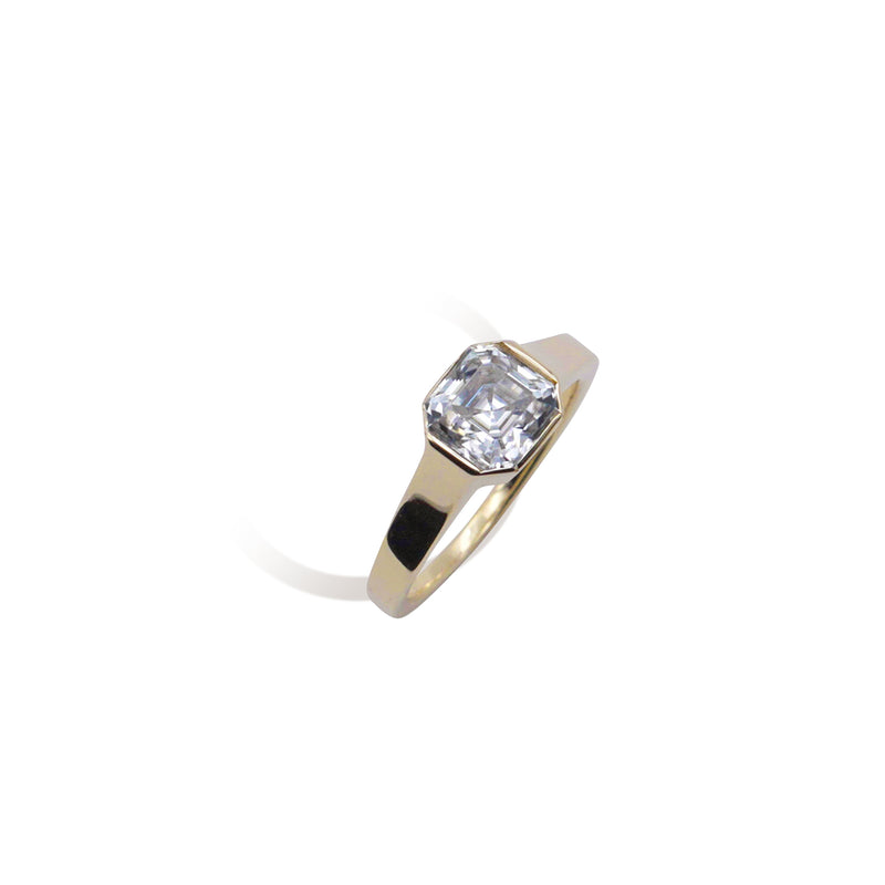 7×7 Asscher Moissanite Bezel Ring.