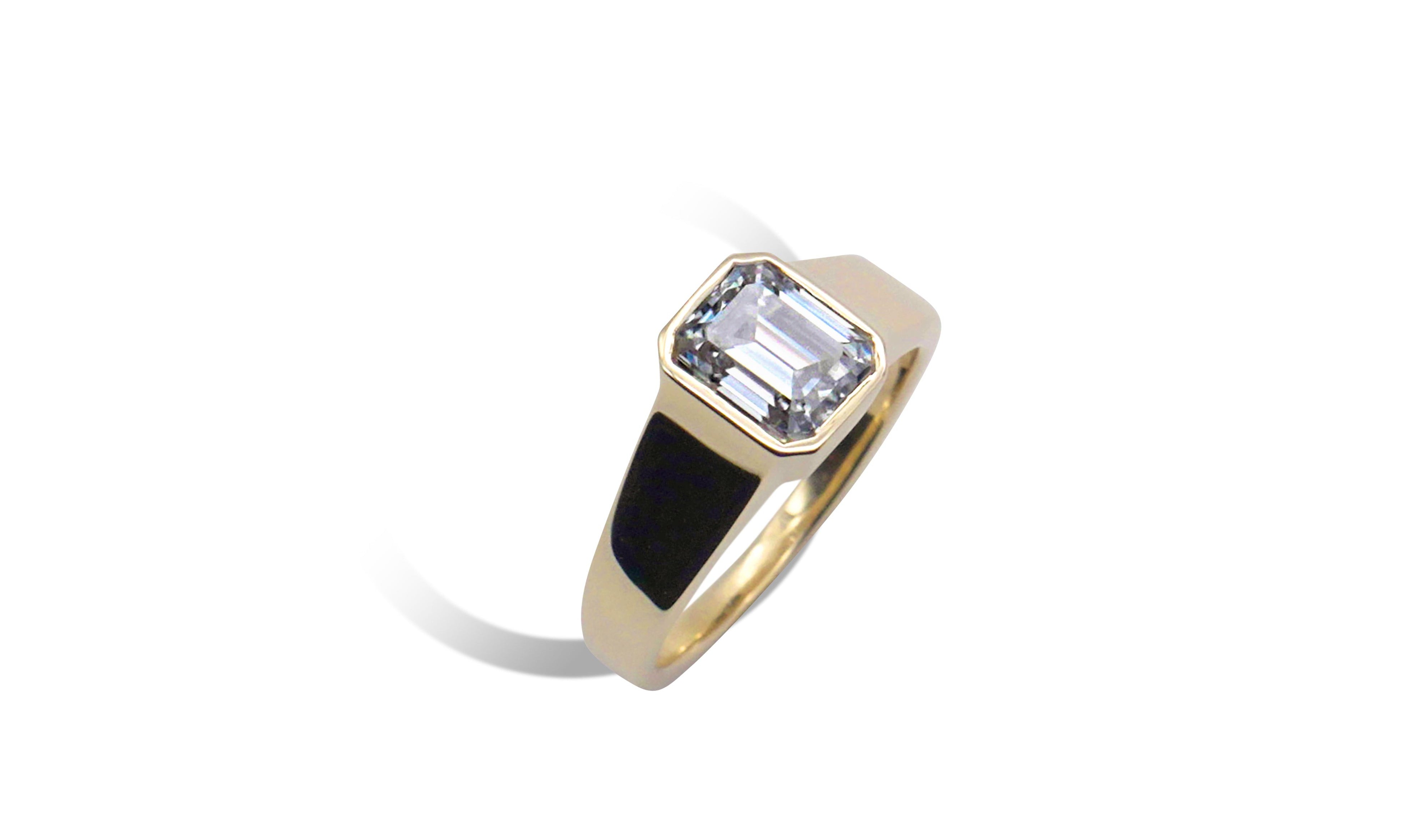 8×6 Emerald Moissanite Bezel Ring.