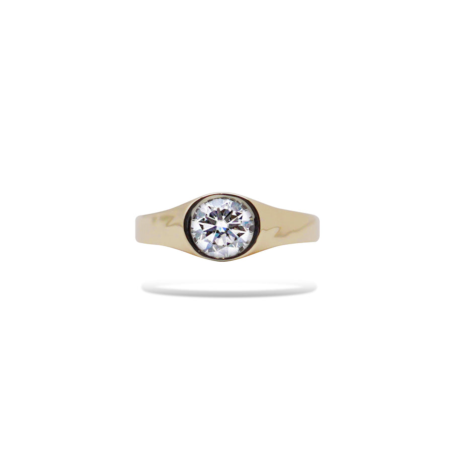 7 Round Moissanite Bezel Ring.