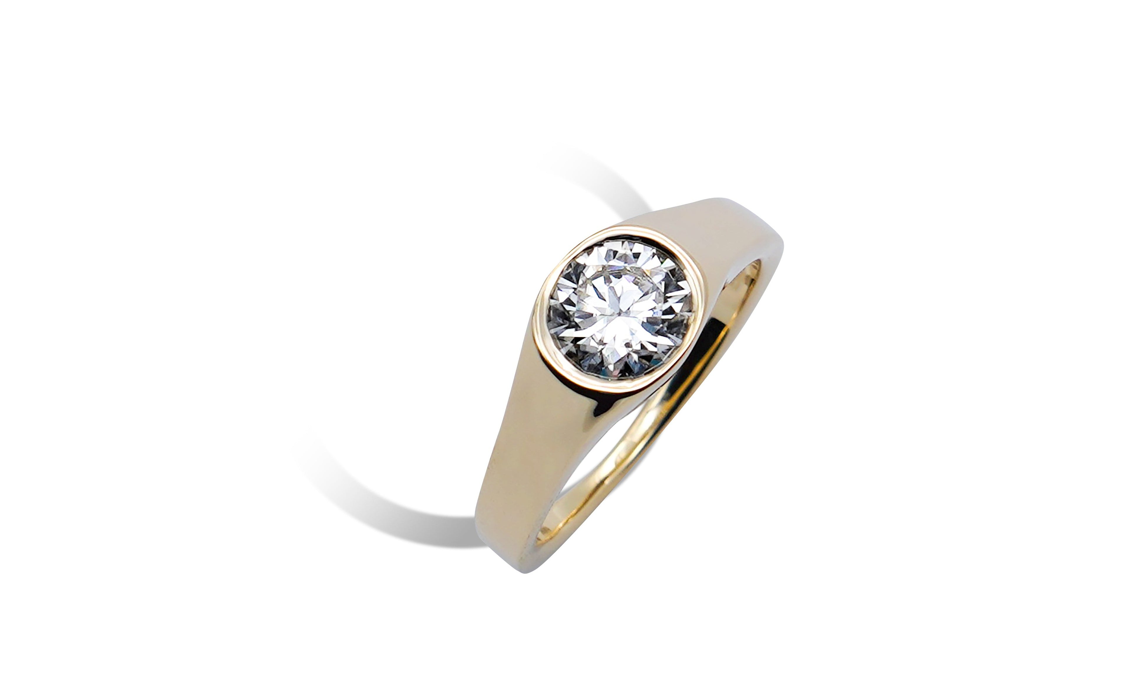 7 Round Moissanite Bezel Ring.