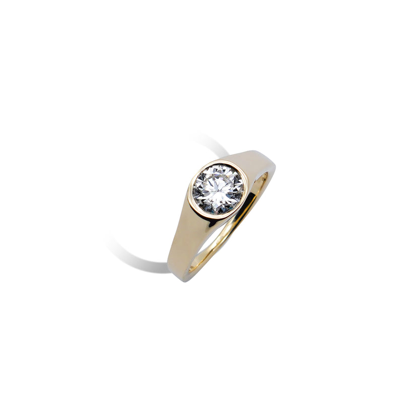 7 Round Moissanite Bezel Ring.