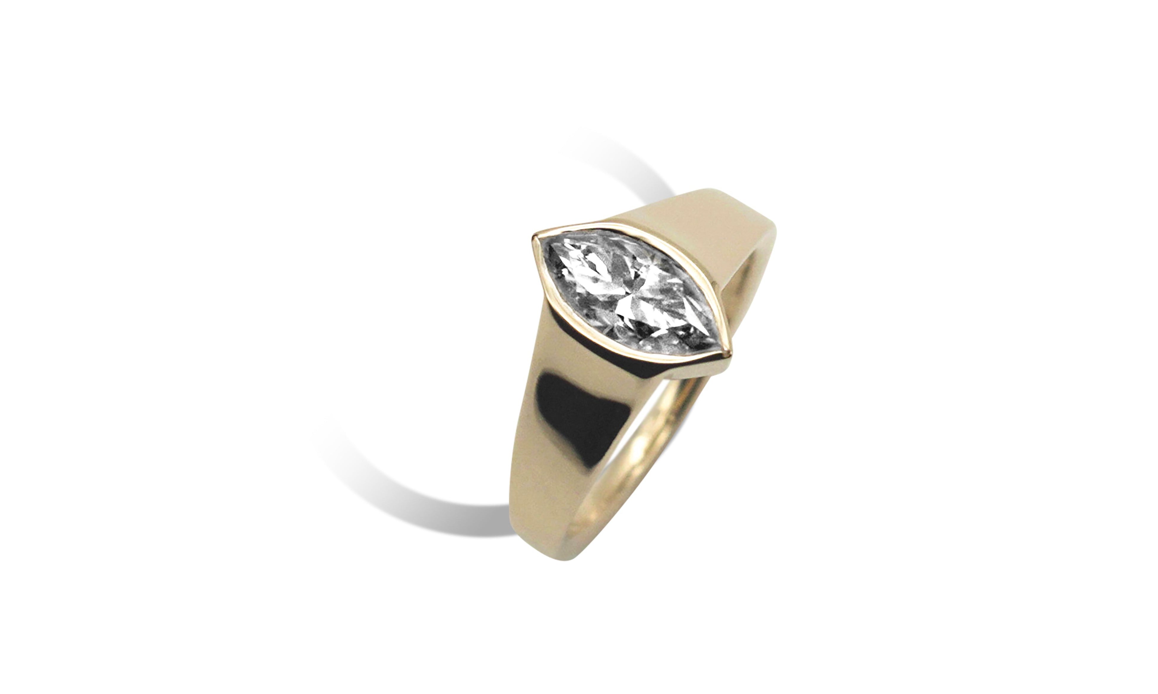 5.5×11 Marquise Moissanite Bezel Ring.