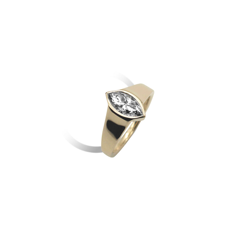 5.5×11 Marquise Moissanite Bezel Ring