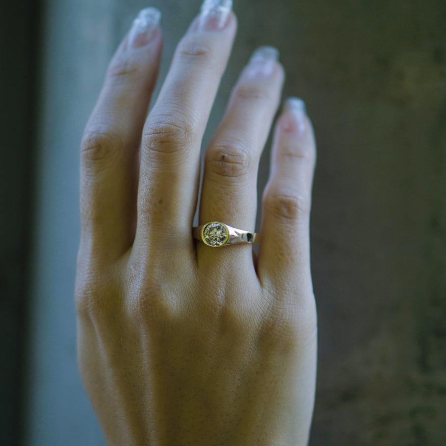 7 Round Moissanite Bezel Ring.