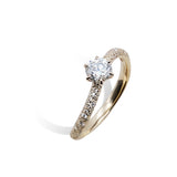 Center Stone Pavé Wave Ring