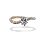 Center Stone Pavé Wave Ring