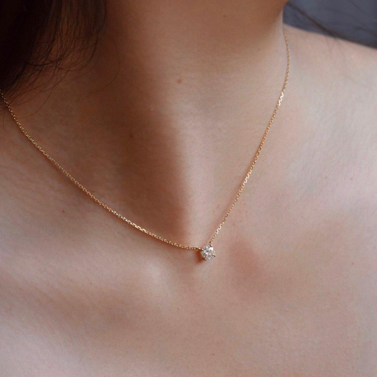 ソリティアモアサナイトネックレス 0.5ct/1ct.