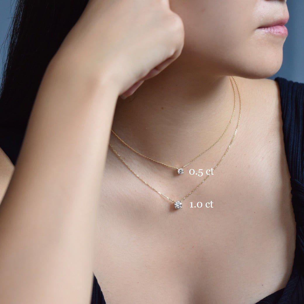 ソリティアモアサナイトネックレス 0.5ct/1ct.