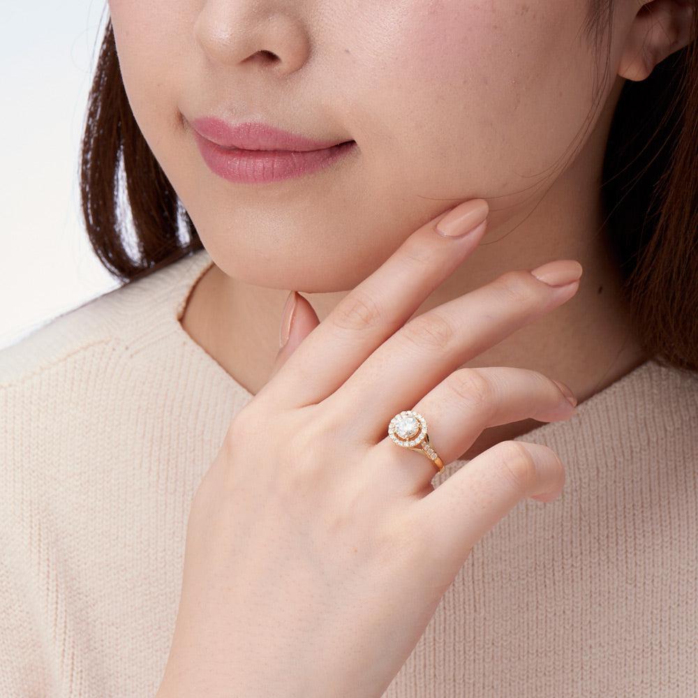 ラウンドシェイプヘイローリング【18Kピンクゴールド】.