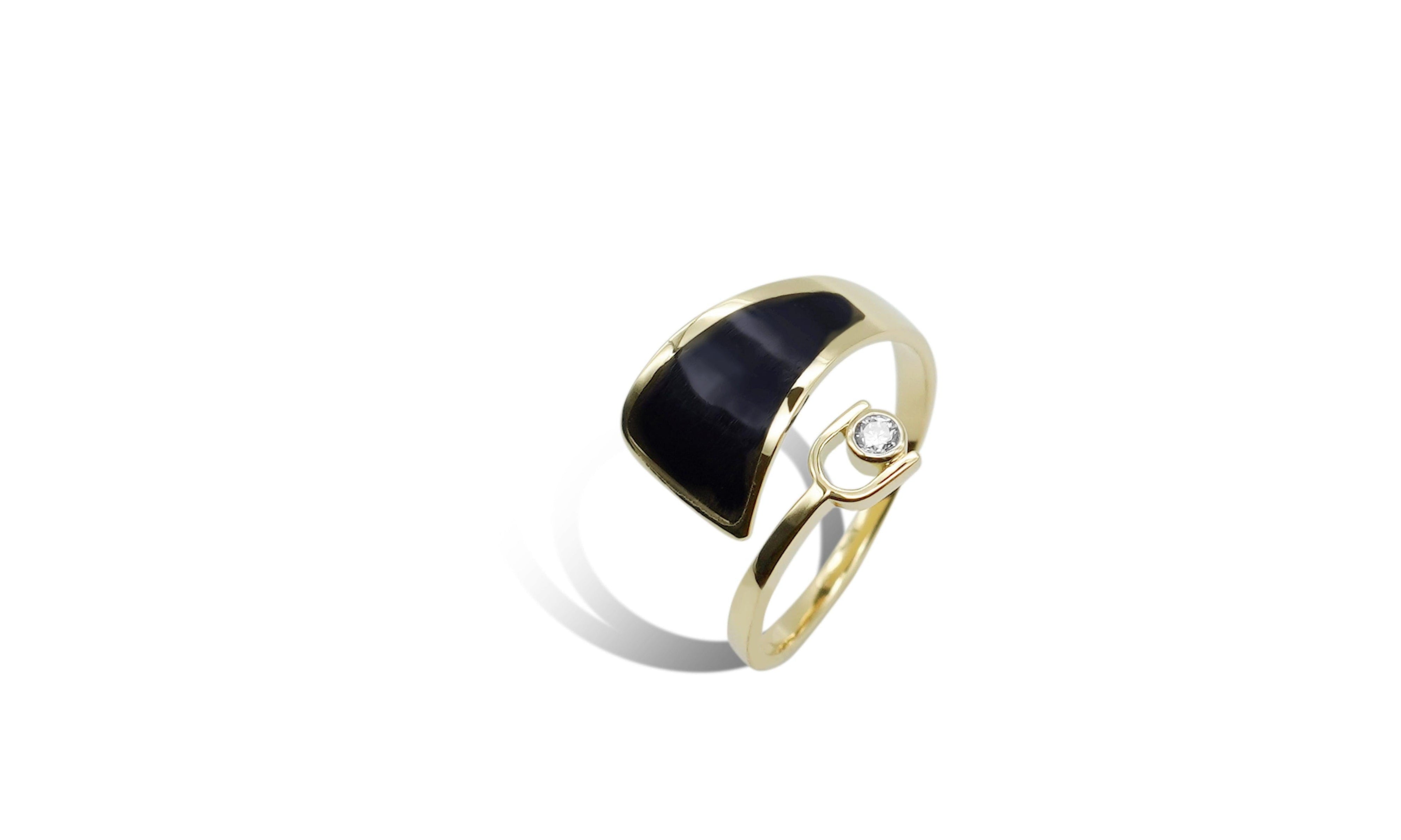 Black Enamel Pinch Ring.