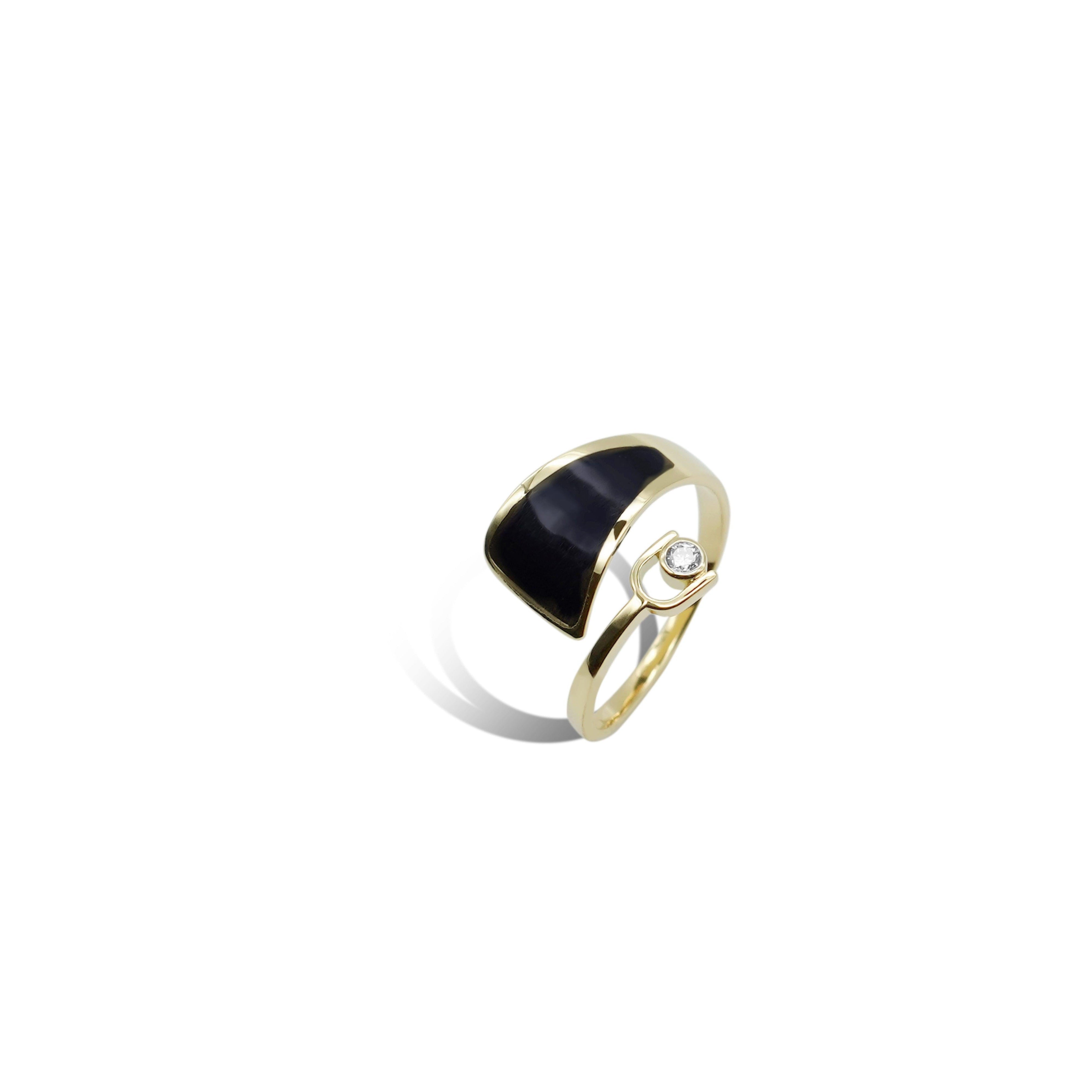 Black Enamel Pinch Ring-リング-GYPPHY｜モアサナイトジュエリー