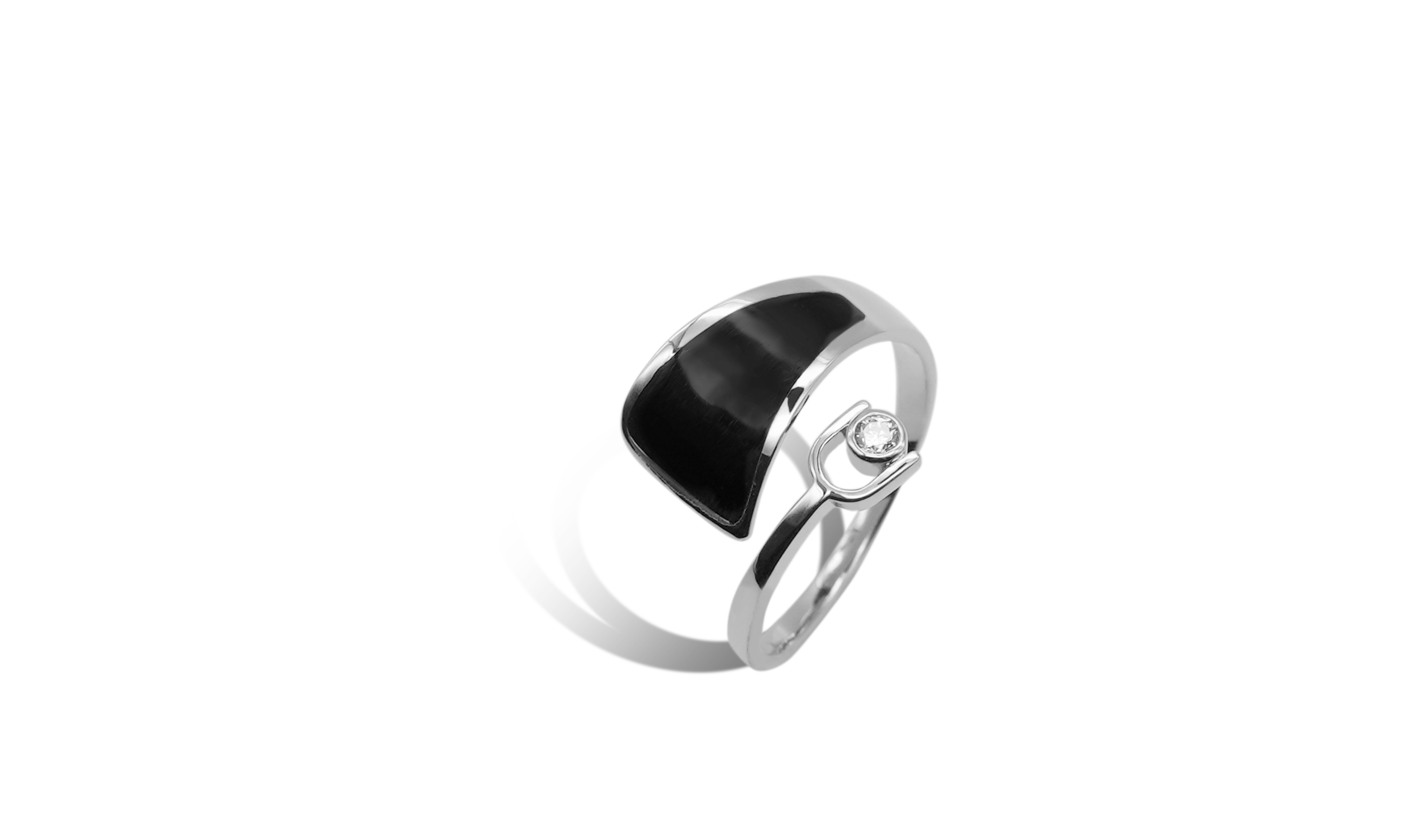Black Enamel Pinch Ring.