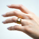 Archaic Mural Moissanite Ring.