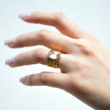 Archaic Mural Moissanite Ring.