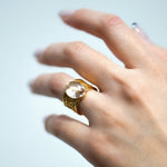 Archaic Mural Moissanite Ring.