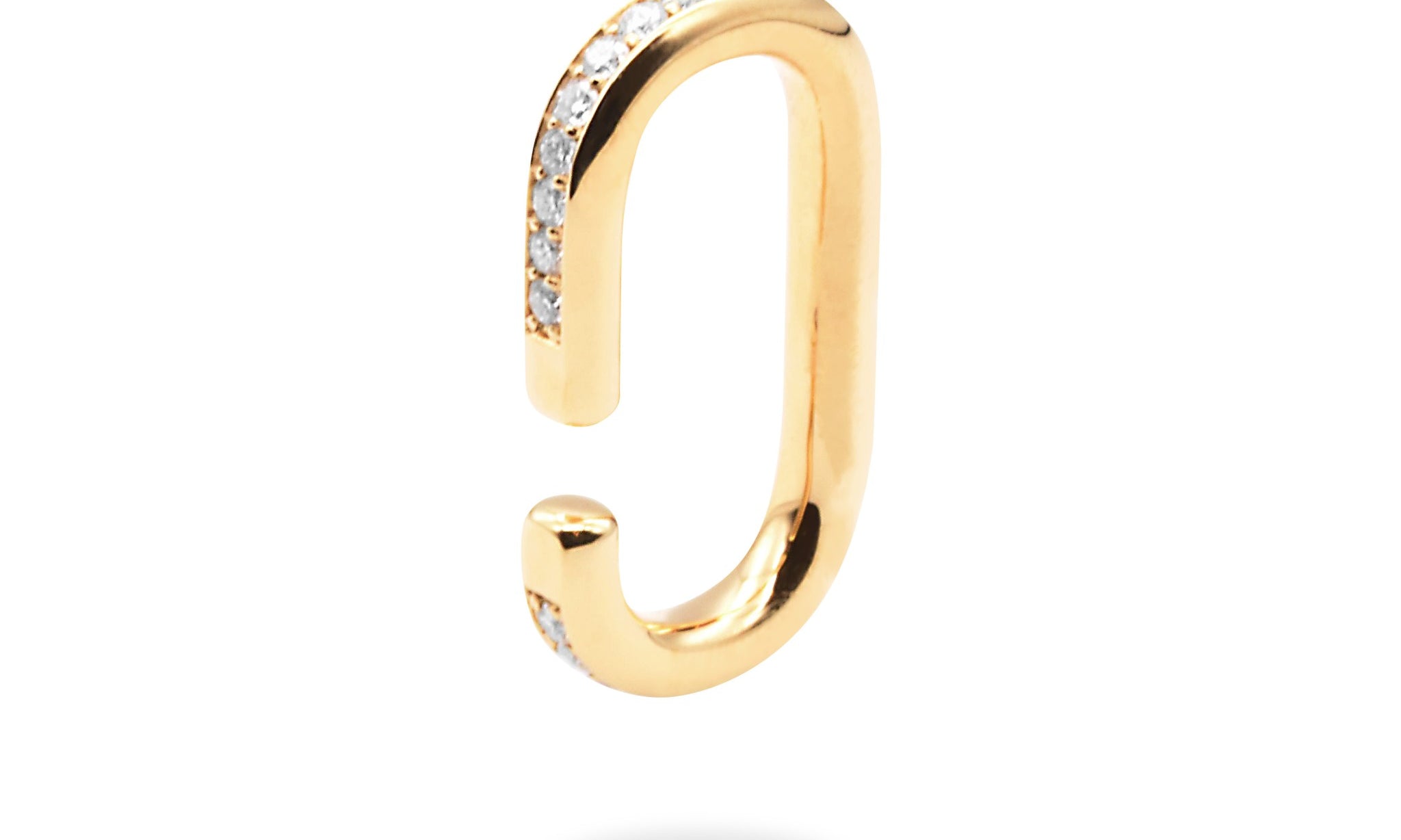 Rounded rectangle moissanite ear-cuff.
