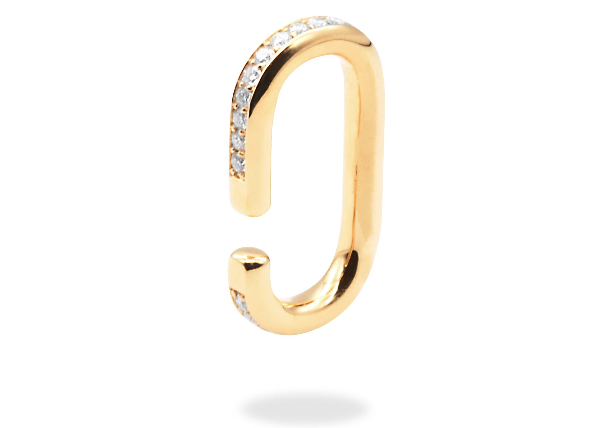 Rounded rectangle moissanite ear-cuff.