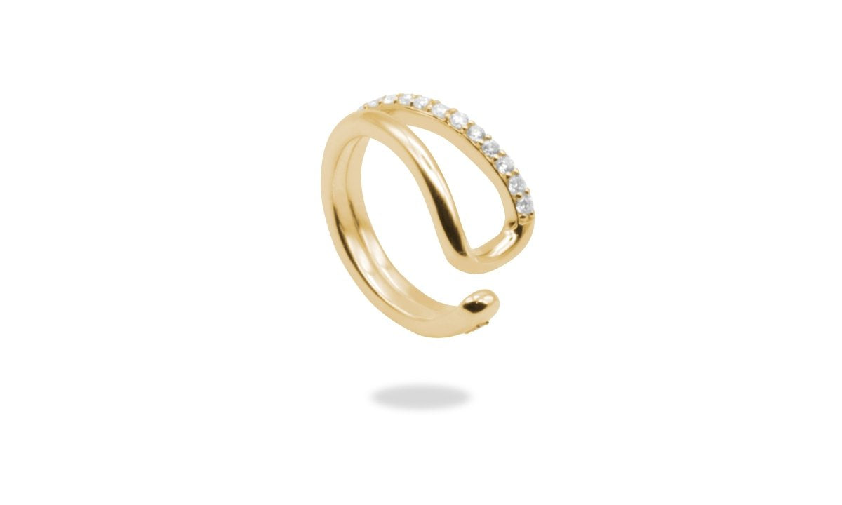 Double recta moissanite ear-cuff.
