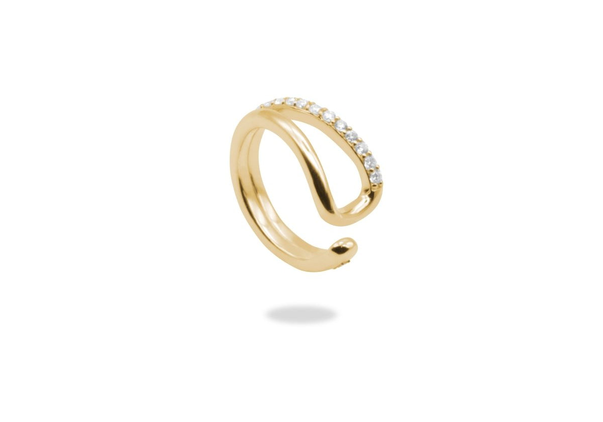 Double recta moissanite ear-cuff.